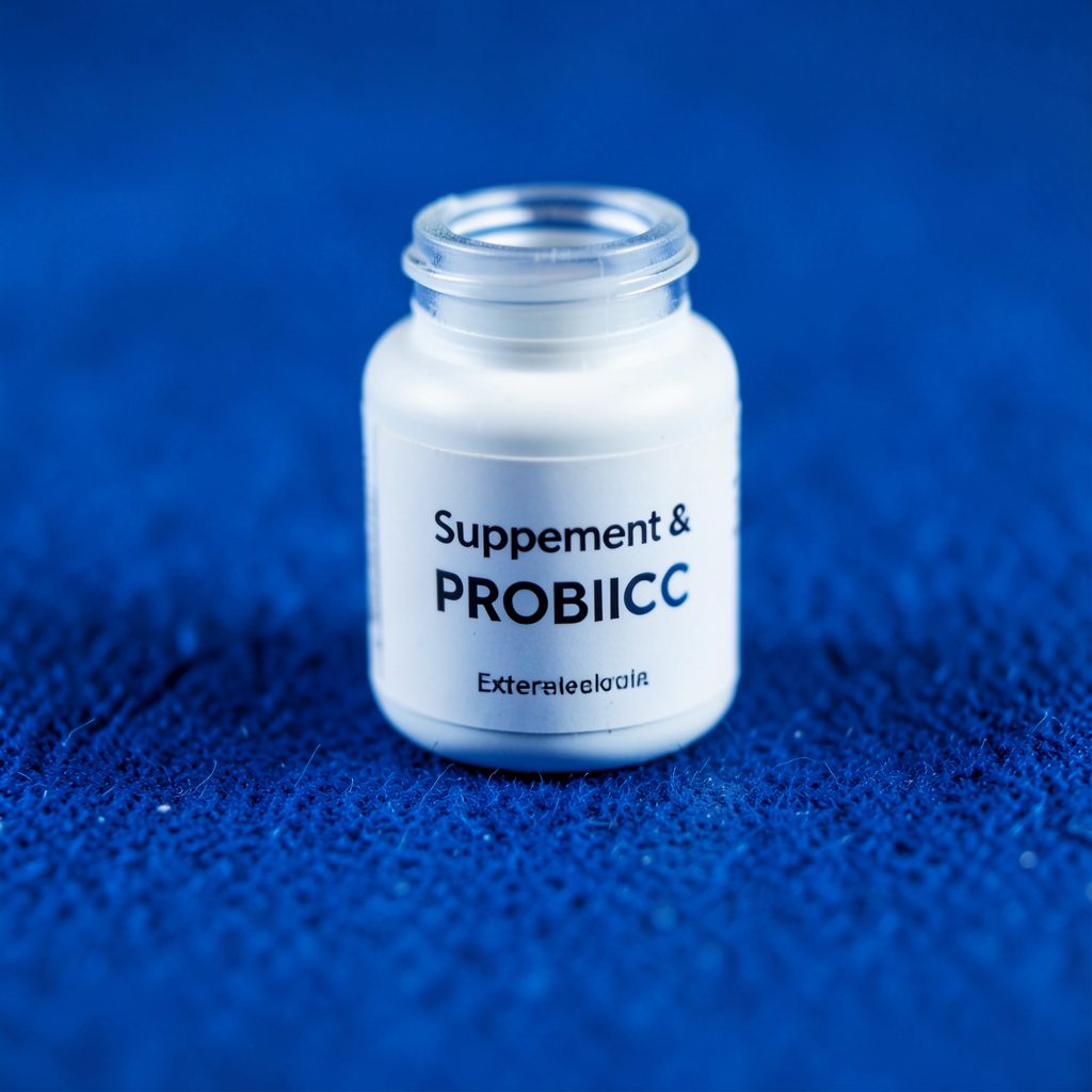 Extreme close-up of amber supplement capsules scattered on a warm cream-colored surface, soft natural light, calm and trustworthy mood